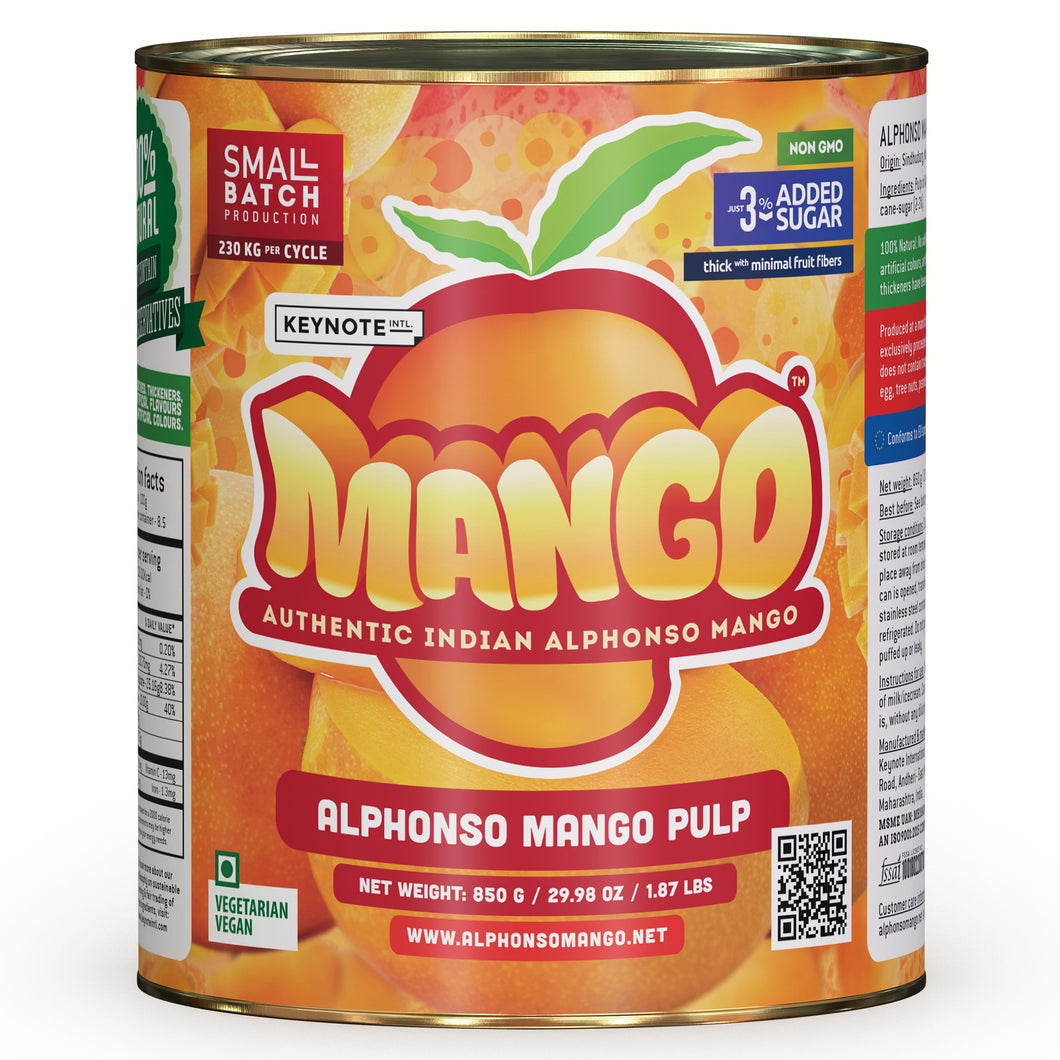 KEYNOTE® Alphonso Mango Pulp | 3% Added Sugar | 850 grams