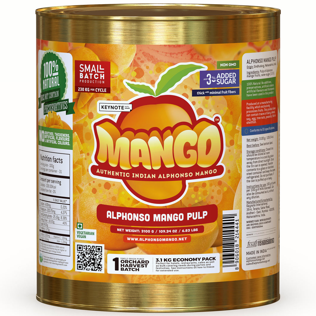 KEYNOTE® Alphonso Mango Pulp | 3% Added Sugar | 3100 grams